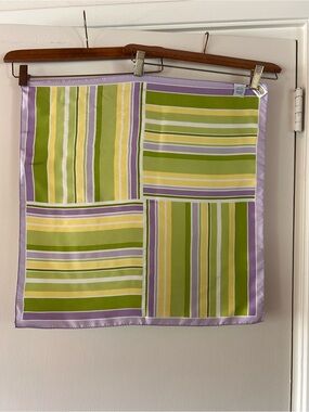 Talbots 100% Silk Scarf with Green and Yellow Stripes